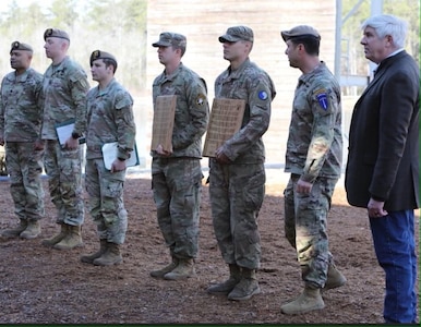 Staff Sgt. Matthew Dawson graduates Ranger School as the enlisted honor graduate during a ceremony held jan. 27, 2023, at Fort Benning, Georgia. Dawson is assigned to the Lynchburg-based 1st Battalion, 116th Infantry Regiment, 116th Infantry Brigade Combat Team as a sniper team leader and completed Ranger School immediately following his deployment to the Horn of Africa as a sniper team leader. (Courtesy photo)