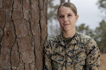 U.S. Marine Corps Sgt. Danielle Grimshaw, an intelligence specialist with 8th Engineer Support Battalion, Combat Logistics Regiment 27, 2nd Marine Logistics Group (MLG), poses for a photo on Camp Lejeune, North Carolina, Jan. 25, 2023. Grimshaw won the 2nd MLG noncommissioned officer of the Year for her work ethic and determination in the workplace. (U.S. Marine Corps photo by Lance Cpl. Jessica J. Mazzamuto)