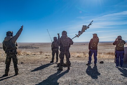 Soldiers from the German Army’s 6th Battery of the Artillery Battalion 345 join forces with A-10 Thunderbolt II pilots assigned to the 124th Fighter Wing’s 190th Fighter Squadron while conducting close air support training at Saylor Creek Range, Idaho, Feb. 11-22.