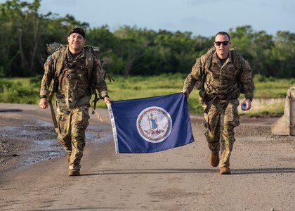 Fifty-seven Soldiers and Airmen assigned to Combined Joint Task Force-Horn of Africa earned the GAFPB July 4-5, 2022, at Camp Simba, Kenya. The badge is a test of physical fitness and shooting proficiency with three levels of the award that can be earned: gold, silver, and bronze. It is a decoration of the Bundeswehr, the Armed Forces of the Federal Republic of Germany. (U.S. Army National Guard photo by Staff Sgt. Jeff Clements)