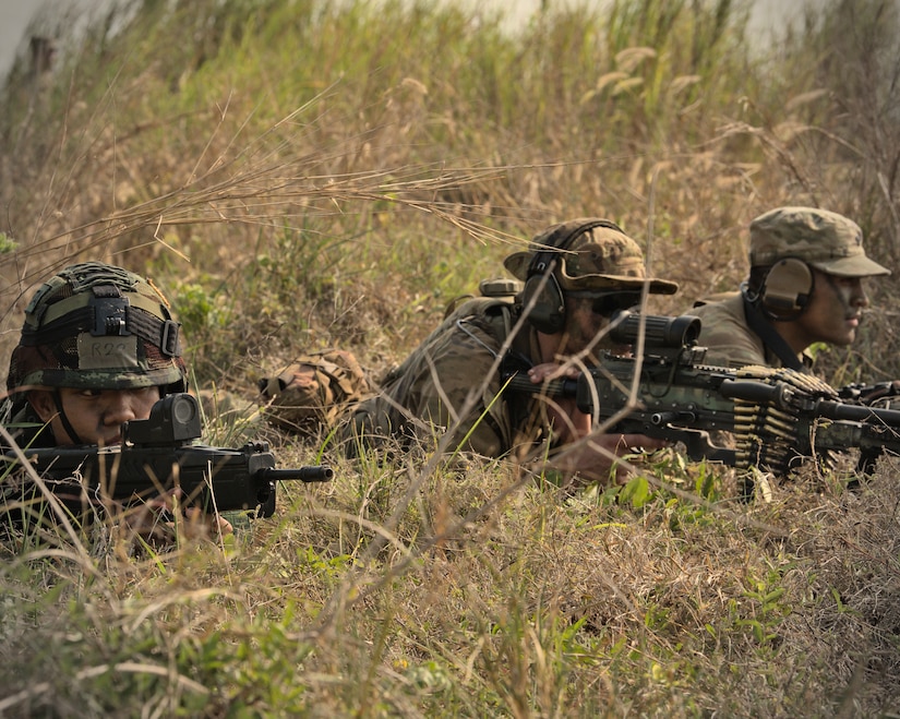 U.S. Army Soldiers with the 82nd Airborne Division and Royal Thai Army Soldiers commence an airborne drop during Exercise Cobra Gold 2023, near Thanarat Drop Zone, Kingdom of Thailand, March 2, 2023.