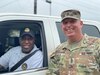 Photo of Tobyhanna's Sergeant Major (SGM) Michael J. Wiles posing with SGM (Retired) Kelvin Spencer.