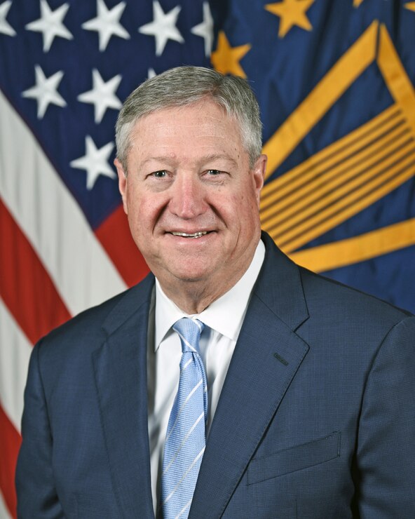 Michael Donley poses for his official portrait in the Army portrait studio at the Pentagon in Arlington, Va, June 11, 2021. (U.S. Army photo by Leonard Fitzgerald)