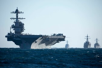 The Gerald R. Ford Carrier Strike Group is underway in the Atlantic Ocean.