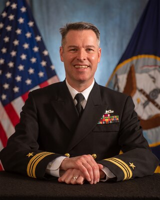 (Feb. 24, 2021) VIRGINIA BEACH, Va. -- Official portrait of Lt. Cmdr. Scott A. Mythen. (U.S. Navy photo)