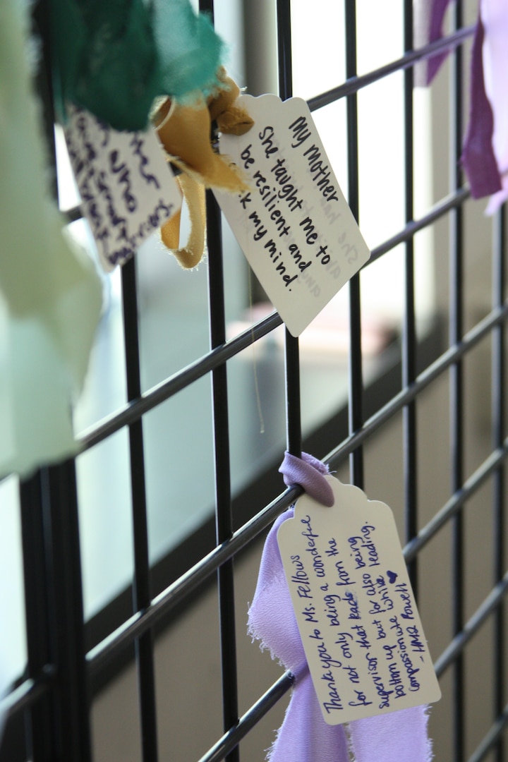 An exhibit at Walter Reed National Military Medical Center allows people to share stories of women in their lives who have been inspirational. The exhibit, which opened March 8, International Women's Day, is on display throughout March, Women's History Month.