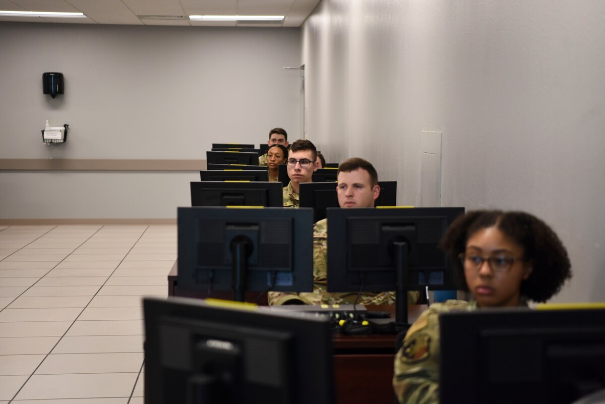 U.S. Air Force students assigned to 316th Training Squadron learn during the Analysis and Production Course.