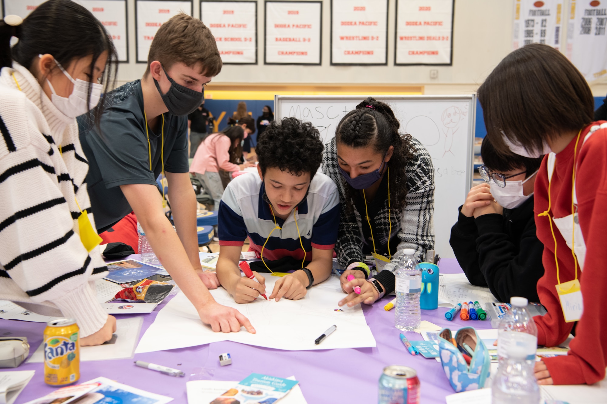 U.S. students work with visiting Japanese students on a collaborative design project