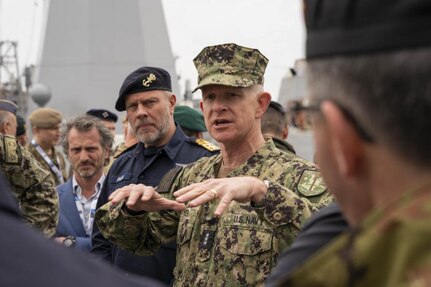 Vice Adm. Dwyer providing DV tour to NATO Military Committee members.