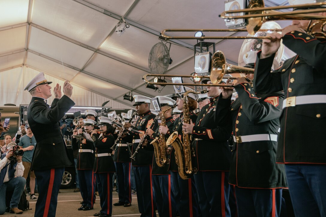The Marine Forces Reserve Band performs at the 2023 Houston Rodeo.  During their trip to Houston, the MFR Band had the opportunity to perform frequently in support of its outreach and recruiting initiatives.
