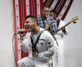 U.S. Naval Forces Europe and Africa Band performs with local Djiboutian musicians during a pre-recorded concert for Radio Television of Djibouti, (RTD); that will be broadcasted across Djibouti, March 7, 2023.