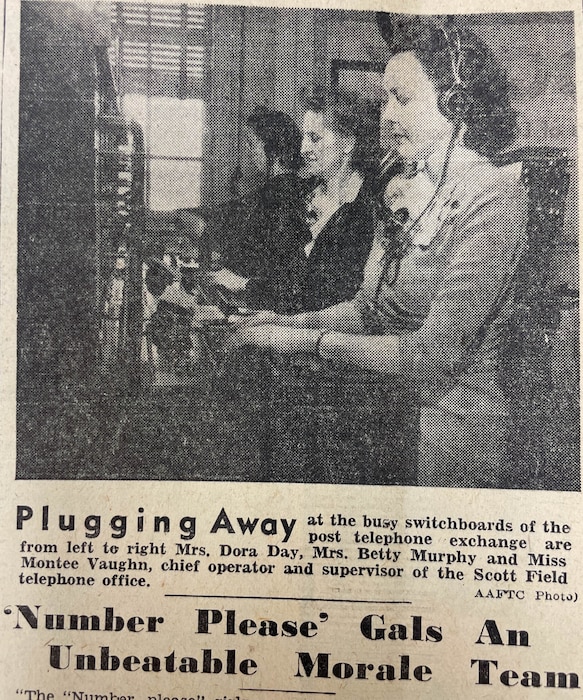 Women use old phone equipment