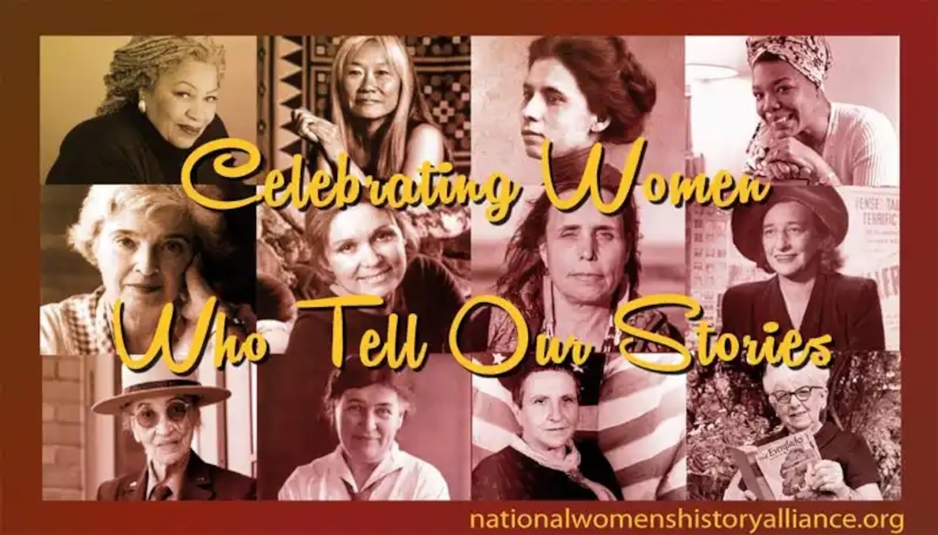 Women's History Month graphic with images of several famous women