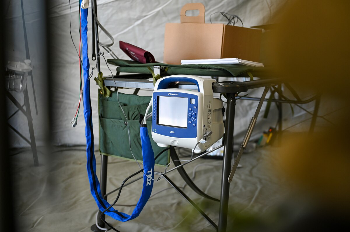Medical equipment is stored inside a tent at the field hospital on the grounds of Mustafa Kemal University in Serinyol, Hatay, Türkiye, March 7, 2023.