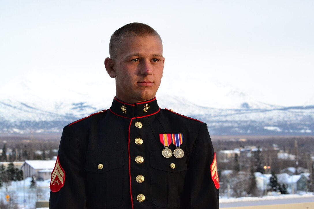 US Marine Corporal Jackson Acree, 21, a native of Palmer, Alaska and member of the Marine Corps Silent Drill Platoon returned home to Anchorage March 2, 2023.  The unit is visiting Alaska to perform at various locations around the Anchorage area and during the opening ceremony of the Iditarod.



The visit is part of a joint effort between Marine Barracks Washington and Marine Corps Recruiting Command designed to increase awareness of the Marine Corps and prepare the unit for the upcoming summer parade season at Marine Barracks Washington D.C., the oldest post in the Marine Corps.