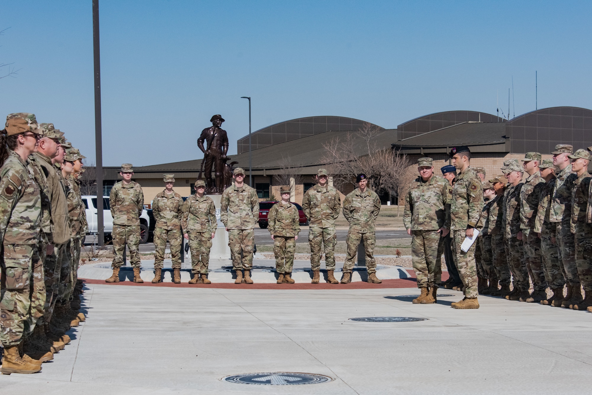 Airmen line up during patching ceremony