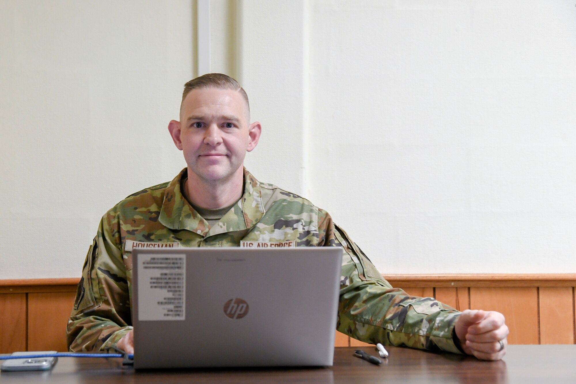 A photo of Capt. Joshua Houseman, a clinical psychologist at the 177th Medical Group Mental Health and Wellness Center (MHAWC), posing for a photo.