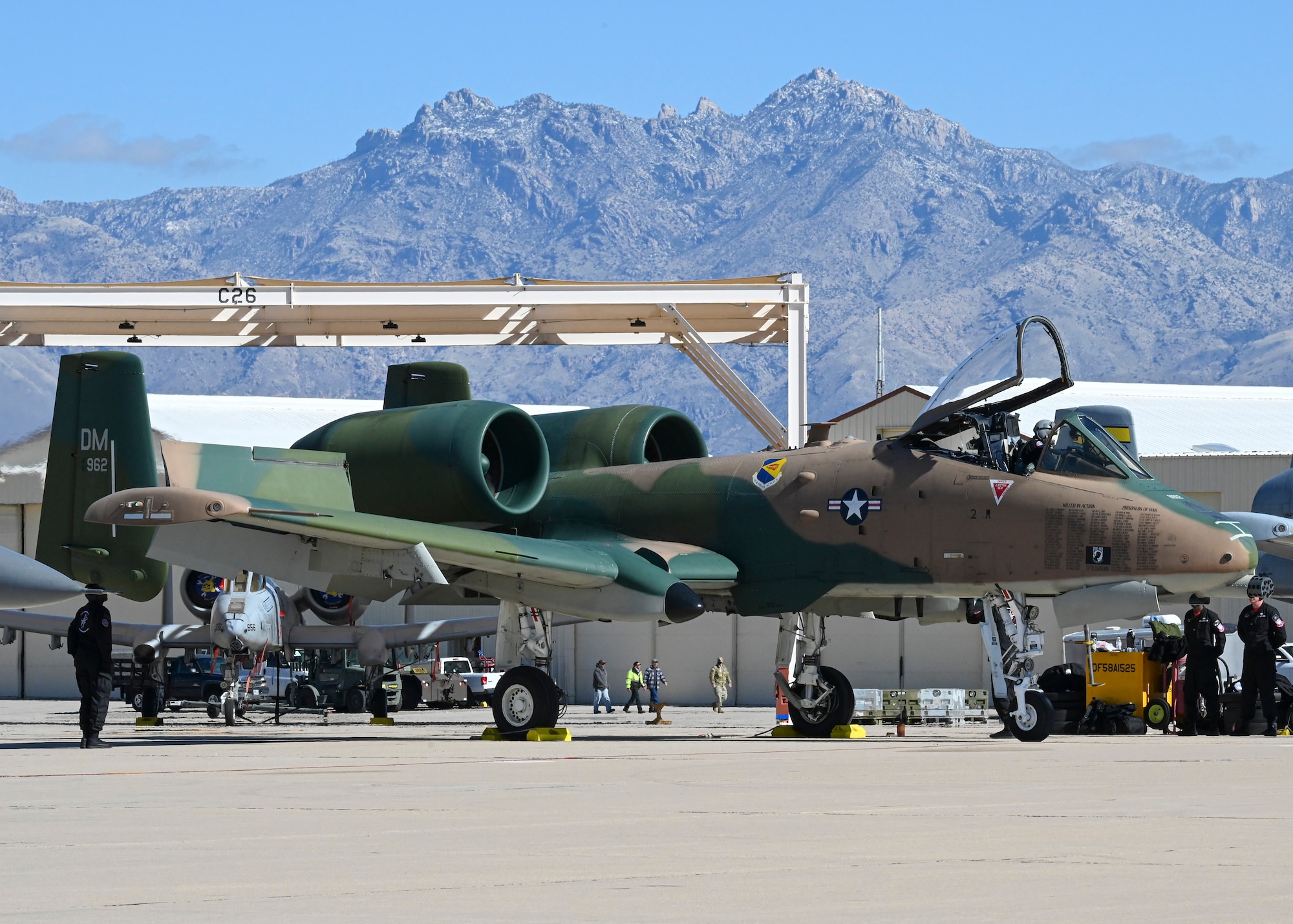 A photo of an aircraft parked on a flightline.