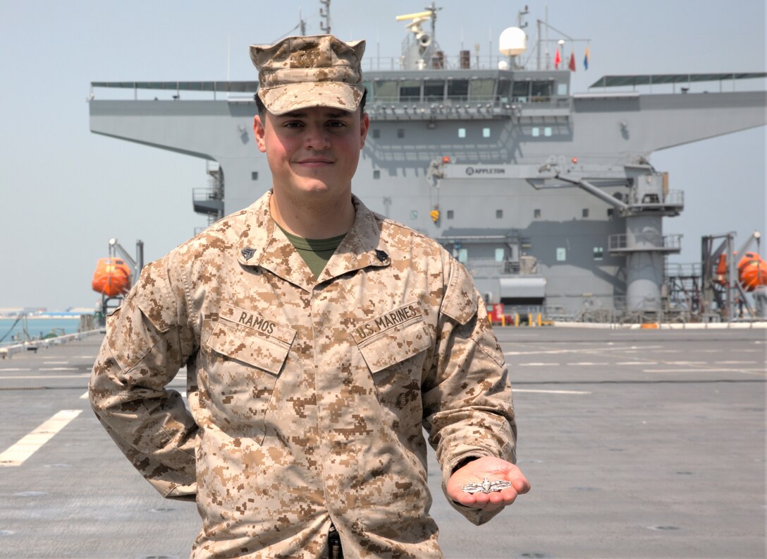 Naval Integration in Practice: Marine Reservist earns Navy Surface Warfare Insignia Aboard USS Lewis B. Puller