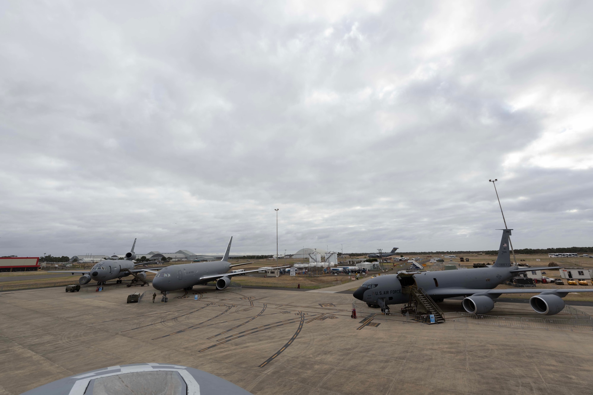 Three big aircraft line up next to each other