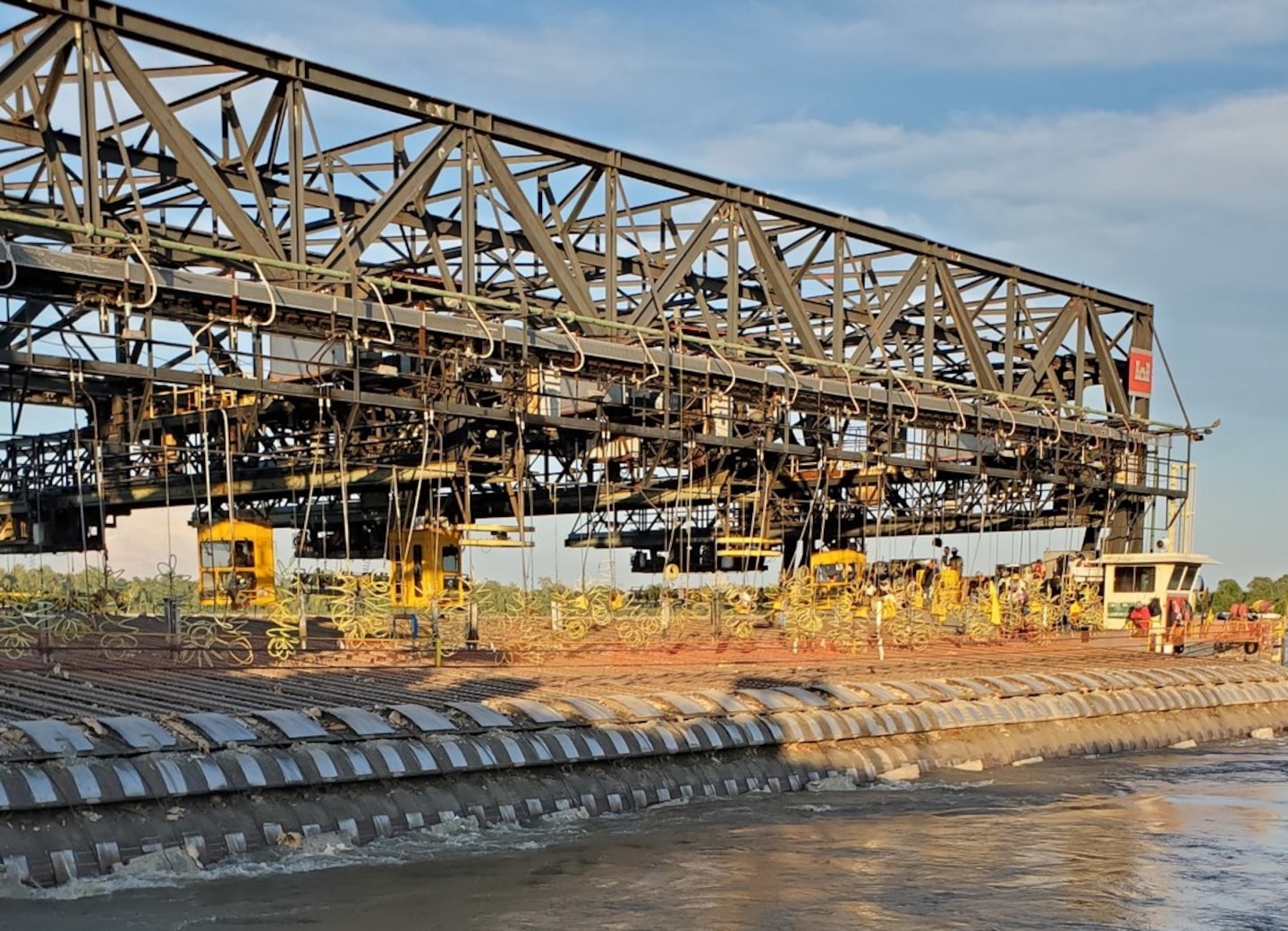 Channel Improvement Projects discussed during the Channel Improvement Team Meeting included Articulated Concrete Mattress operations, Mat Loading Unit operations, Bank Grading Unit Operations, and the Clearing and Snagging Unit operations, among other projects forecasted for the upcoming year.