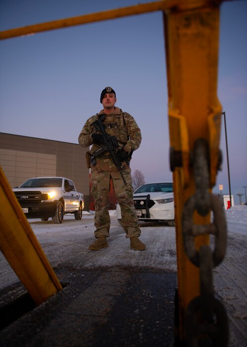 Bakke and other SFS defenders contained the situation and arrested the driver in less than seven minutes. (U.S. Air Force photo by Chris Farley.)