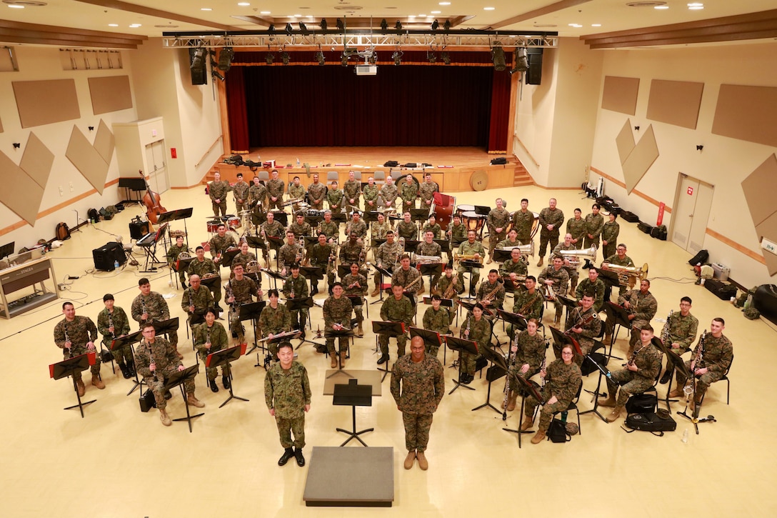 The III Marine Expeditionary Force Band had the privilege of hosting a joint rehearsal at Camp Foster with the Japan Ground Self Defense Force 15th Brigade Band in preparation for the 25th Annual Friendship Through Music Concert. It was an excellent day of rehearsing and strengthening friendship through the universal language of music.