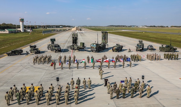 Soldiers from ten nations prepare static displays for closing ceremony of Tobruq Legacy 2020 at Siauliai Air Base, Lithuania. Image by: Capt. Rachel Skalisky. Date: September 28, 2020