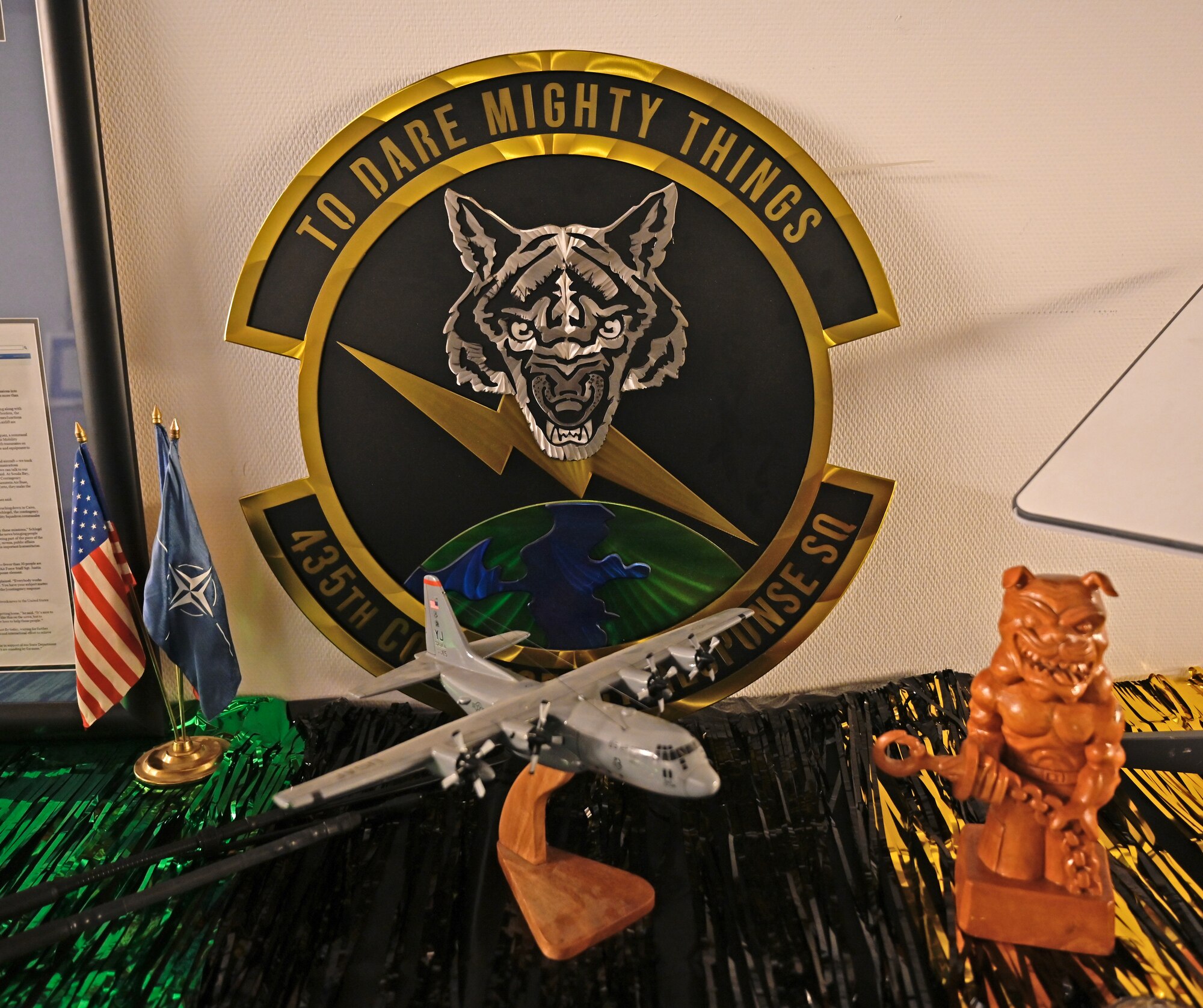 Members of the 435th Air Ground Operations Wing celebrated their 80th Anniversary along with the wing’s annual award winners during a ceremony at Ramstein Air Base, Germany, March 4, 2023. The 435th AGOW rapidly establishes expeditionary airfield operations and communications; integrates joint fires and weather across the full spectrum of conflict; and provides theater-wide combat support and training  in support of joint objectives.
