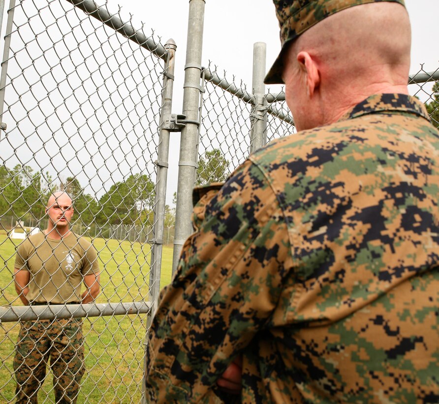 Lt. Gen. Edward D. Banta, deputy commandant, Installations and Logistics Division, took a tour of some facilities and assets at Marine Corps Logistics Base Albany, March 9. The tour included the barracks, Marine Corps Exchange, Commissary and Cpl. Dustin Jerome Lee Kennel. He also heard about upcoming projects including fuel and electric vehicle infrastructure expansions and improvements, and a future endurance course. (U.S. Marine Corps photo by Jennifer Parks)