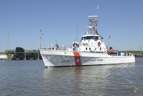 The Coast Guard Cutter Point Baker (WPB 82342), homeported at Savine, Texas patrols Houston harbors as part of heightened harbor security patrols September 28, 2001.