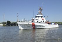 The Coast Guard Cutter Point Baker (WPB 82342), homeported at Savine, Texas patrols Houston harbors as part of heightened harbor security patrols September 28, 2001.