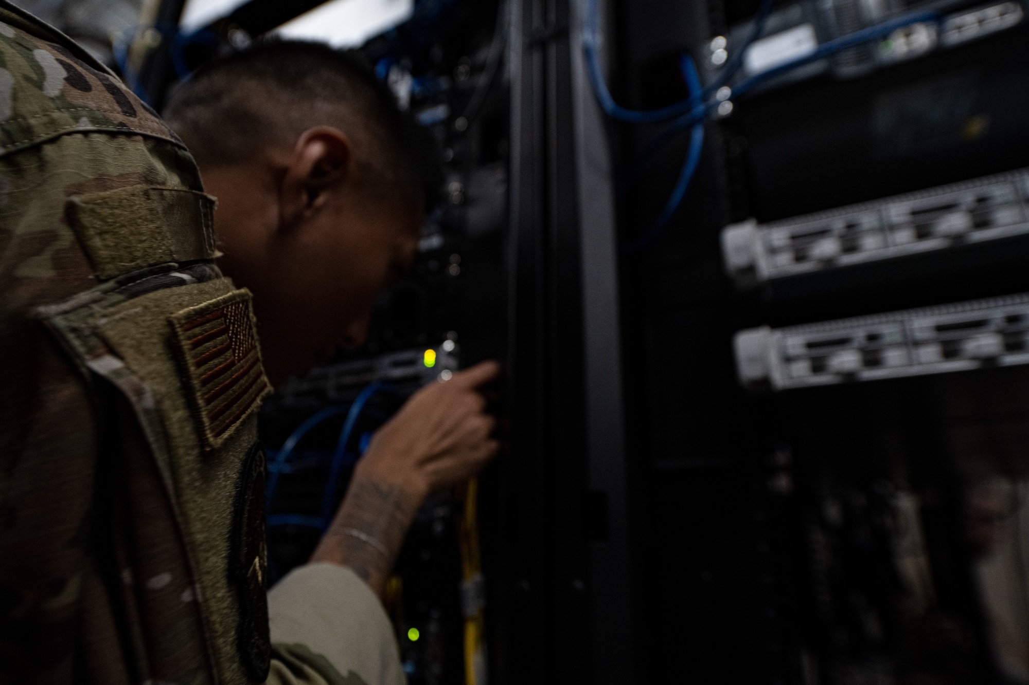 Network infrastructure technicians integrate and supervise network design, and configuration operations. (U.S. Air Force photo by Airman 1st Class Derrick Bole)