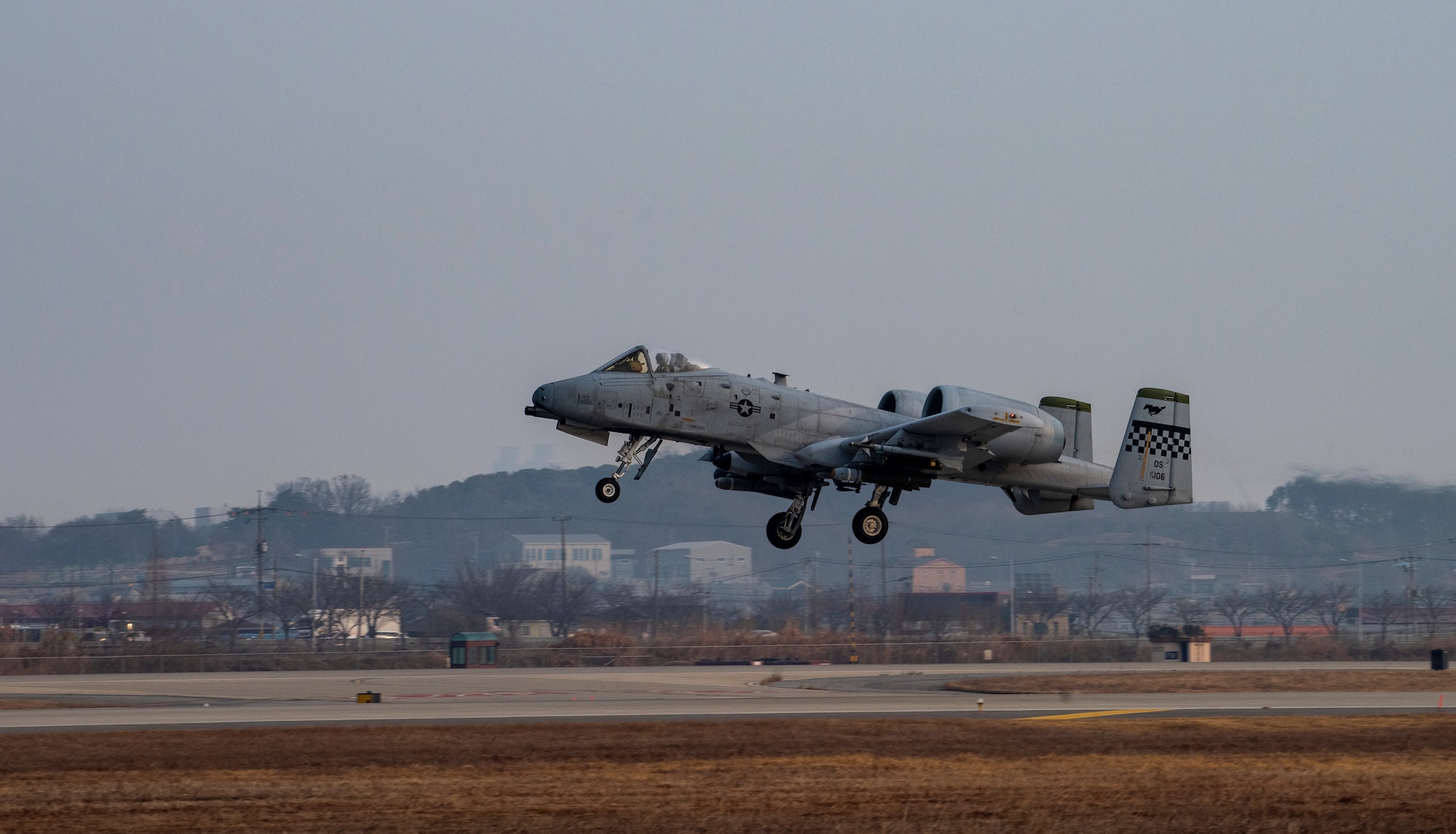 An A-10C Thunderbolt II assigned to the 25th Fighter Squadron takes off for a training mission during Buddy Squadron 23-2 at Osan Air Base, Republic of Korea, March 8, 2023.