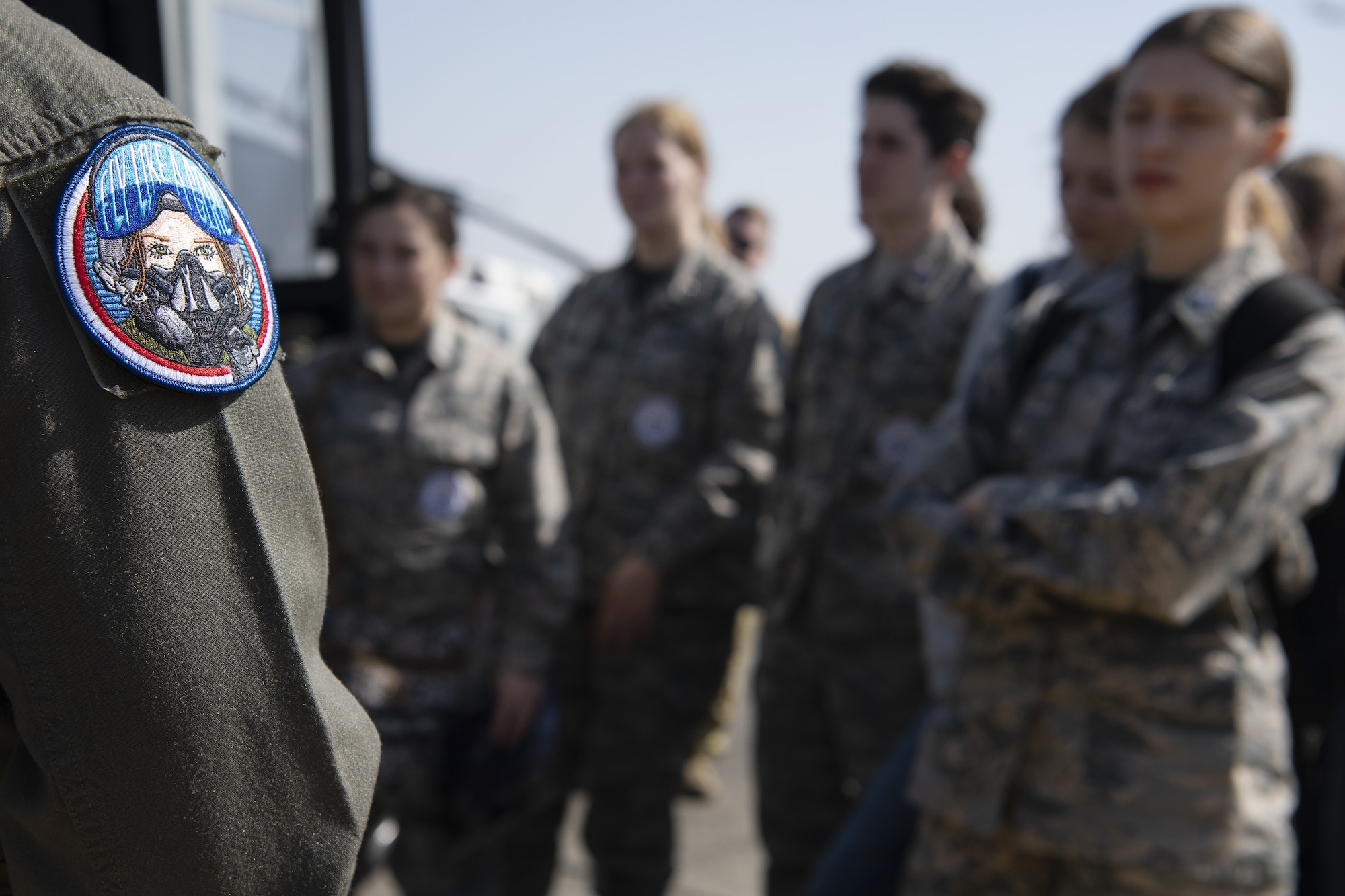 Airmen of the 459th Airlift Squadron, talk to middle school and high school students about what it’s like serving in the U.S. Air Force.