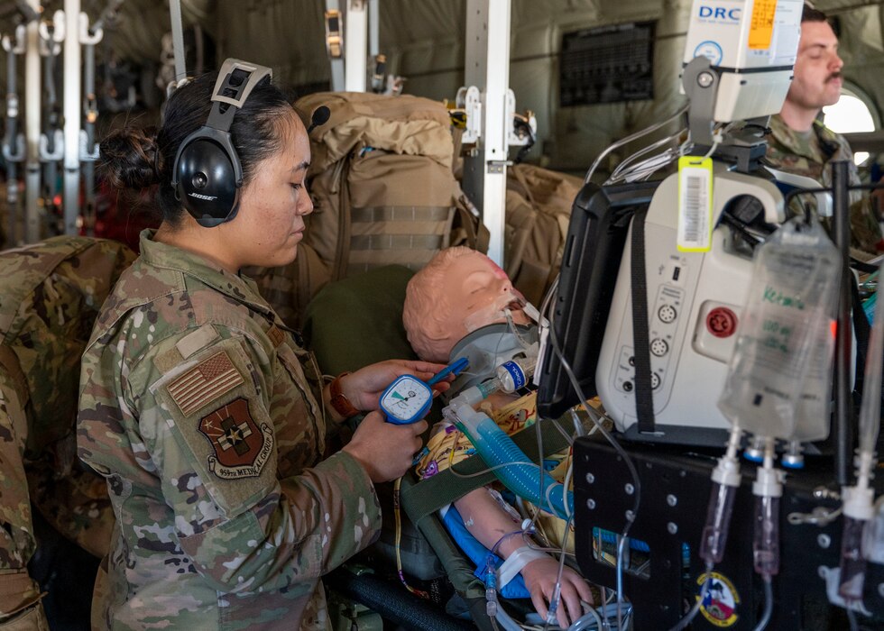 Image of an Airman treating a mock patient.