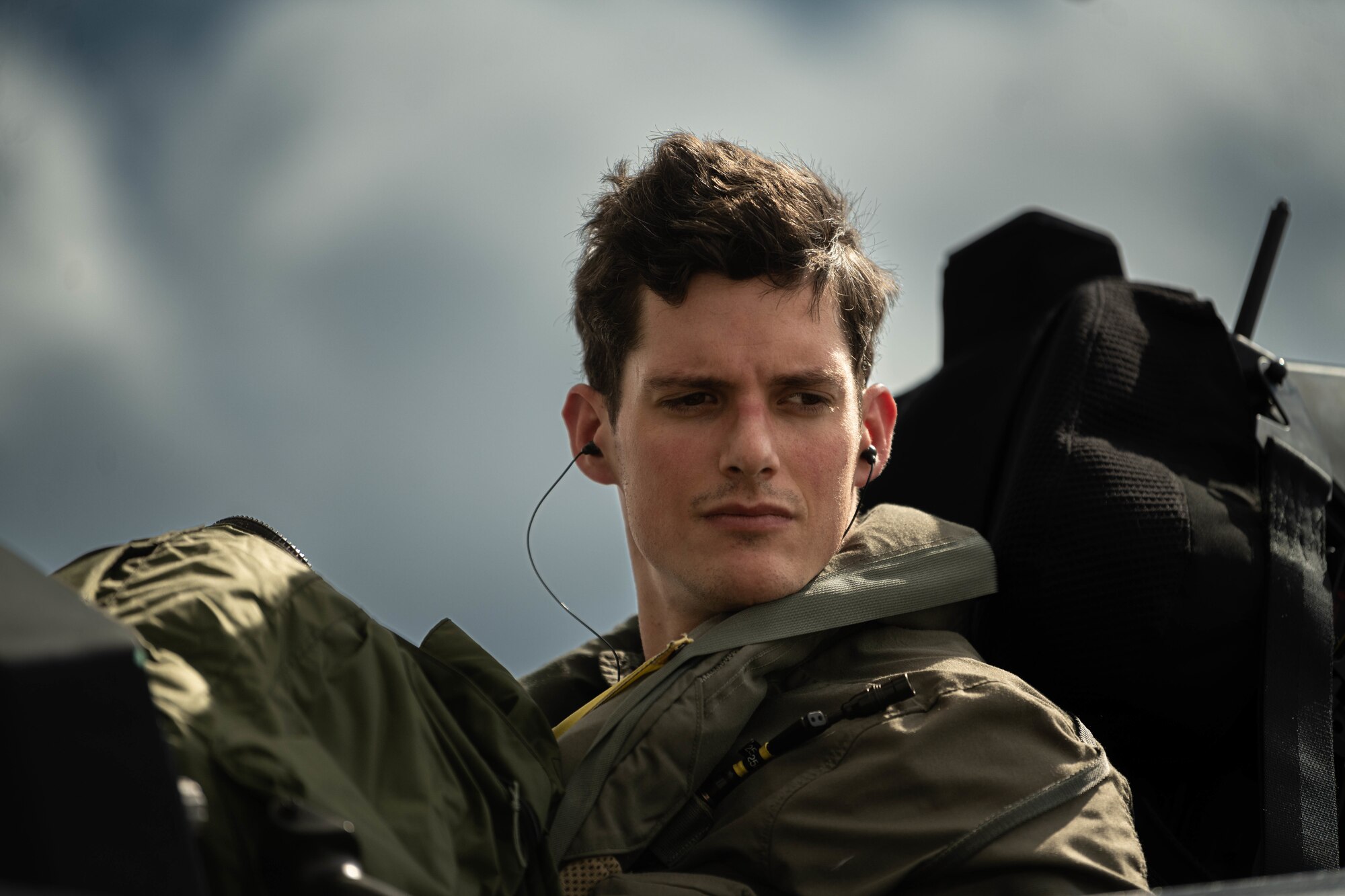 A photo of an F-35 pilot after flying a sortie