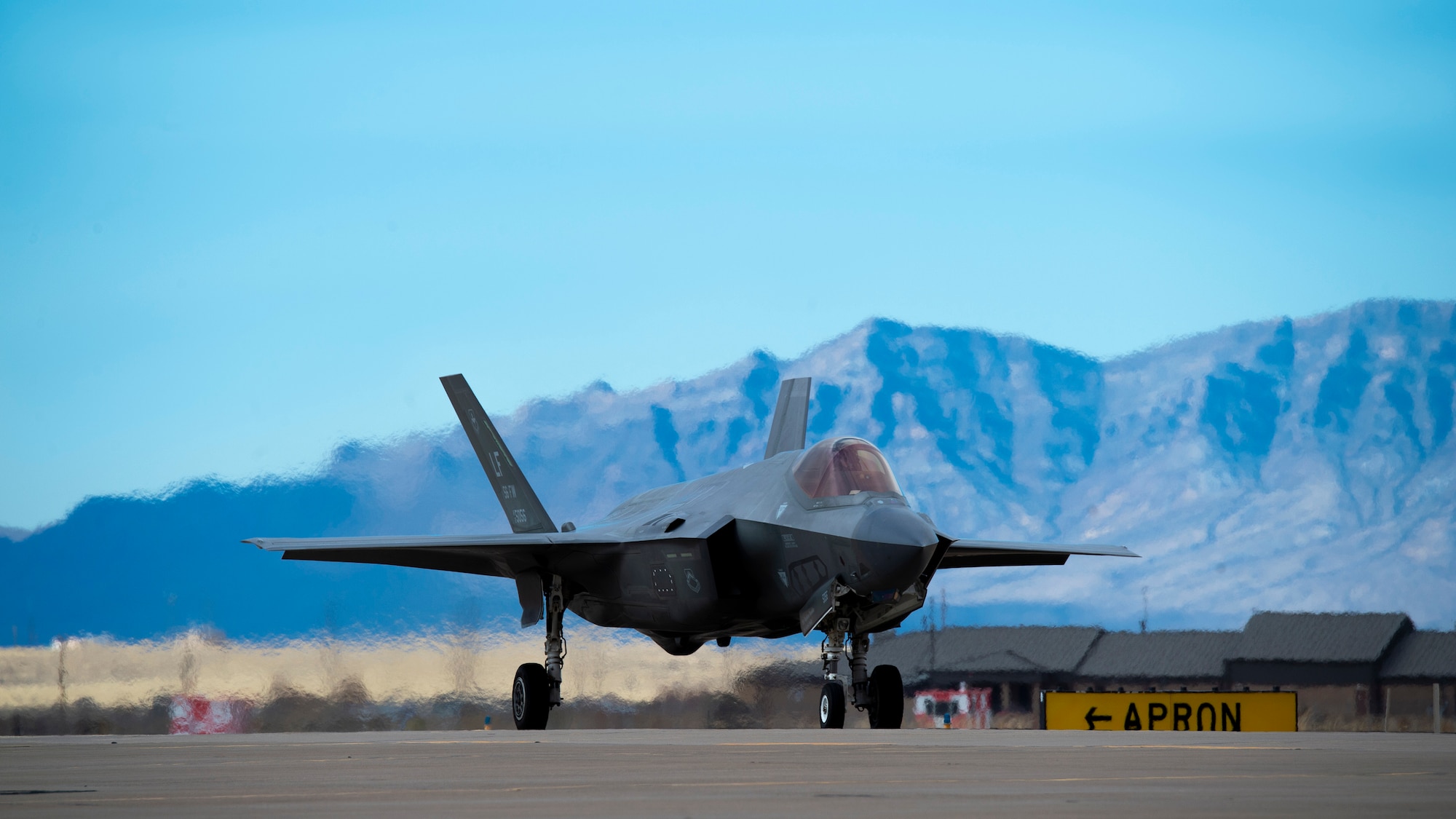 An F-35A Lighting II assigned to the 56th Fighter Wing at Luke Air Force Base, Arizona, taxis after landing at Holloman Air Force Base, New Mexico, March 2, 2023.