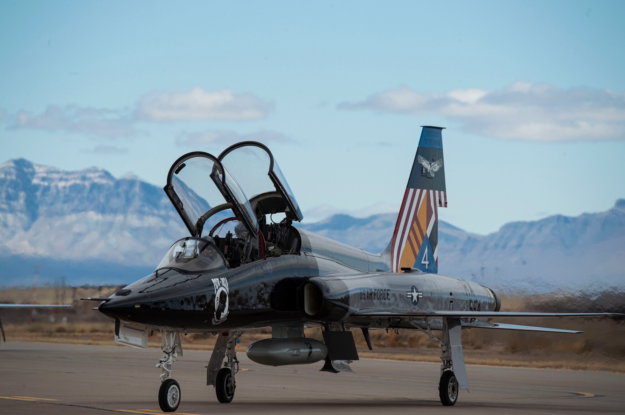 U.S. Air Force Maj. Gen. Phillip Stewart, 19th Air Force commander, taxis a T-38 Talon assigned to the 12th Flying Training Wing at Randolph Air Force Base, Texas, during 19th Air Force Commander’s Call and Fly-In at Holloman Air Force Base, New Mexico, March 3, 2023.