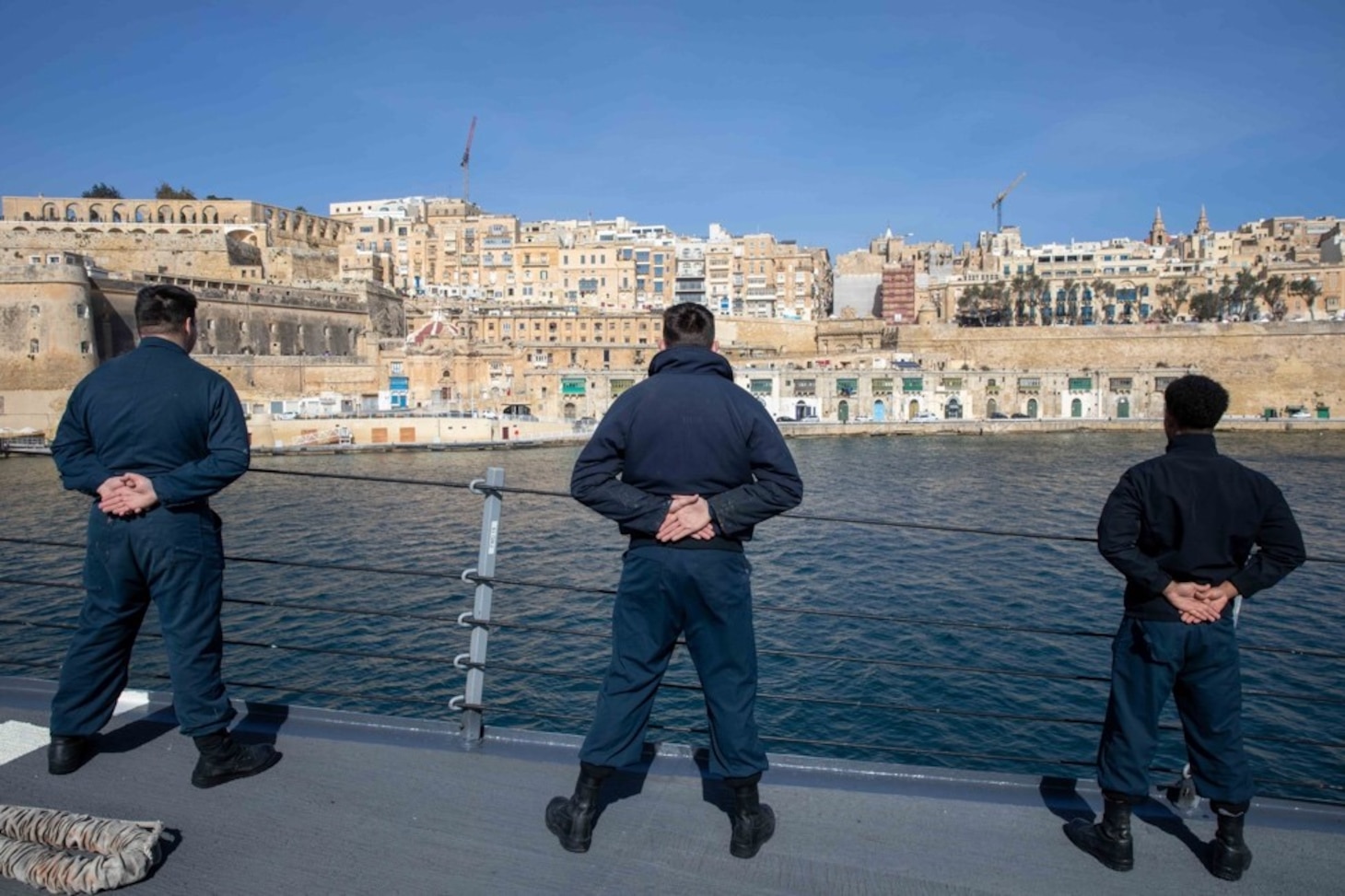 (March 11, 2023) The Arleigh Burke-class guided-missile destroyer USS Nitze (DDG 94) arrives in Valletta, Malta for a scheduled port visit, March 11, 2023. The George H.W. Bush Carrier Strike Group is on a scheduled deployment in the U.S. Naval Forces Europe area of operations, employed by U.S. Sixth Fleet to defend U.S., allied, and partner interests.