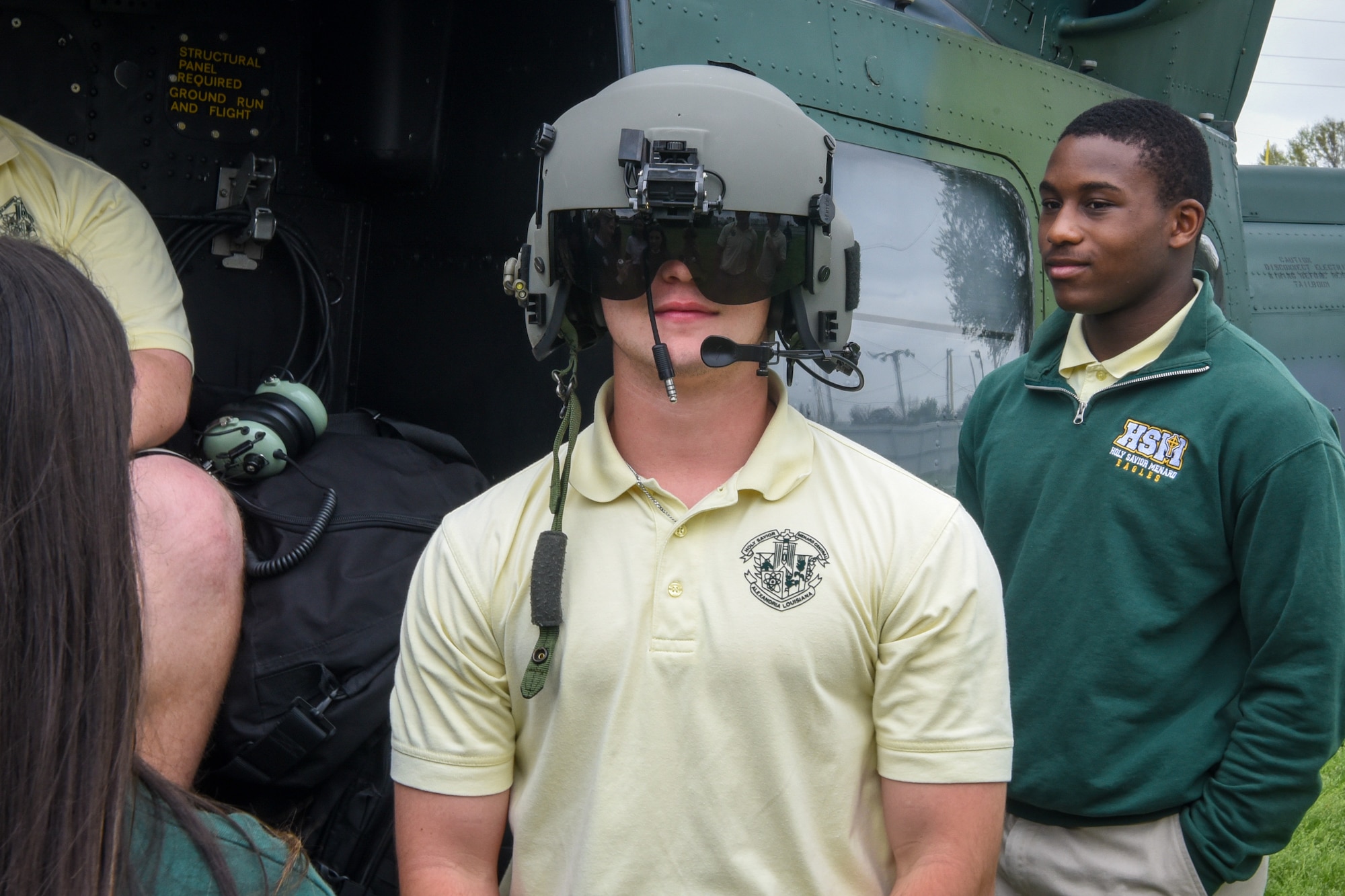 student in pilot helmet