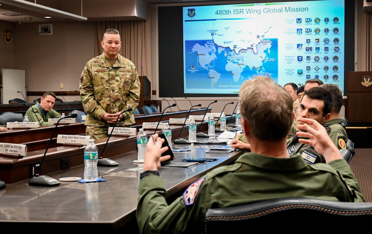 Col. Abraham Salomon to a question during a air attachés visit