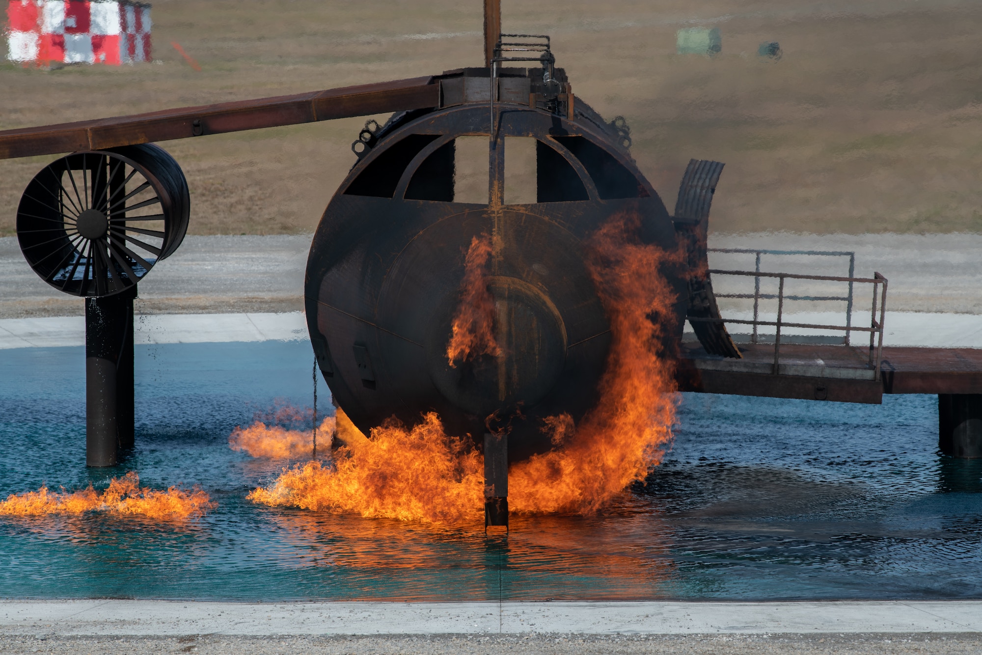 Plane is set on fire for training