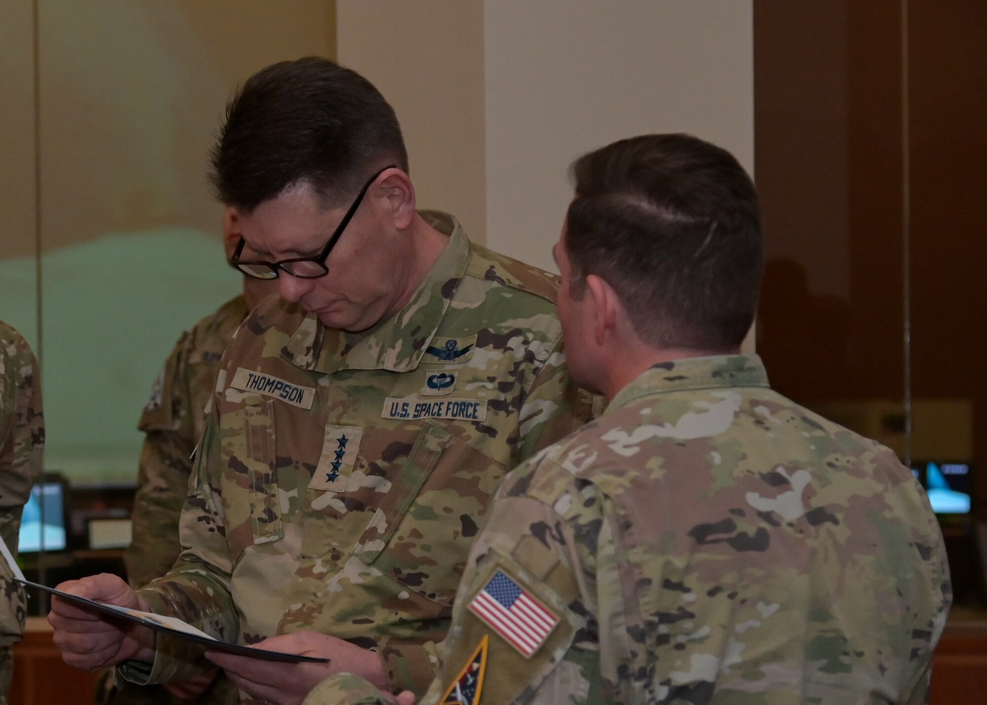 U.S. Space Force Gen. David D. Thompson, Vice Chief of Space Operations, received a briefing from U.S. Space Force Col. Bryan Titus, Space Launch Delta 30 vice commander, at the Western Range Operations Control Center, Vandenberg Space Force Base, Calif., March 10, 2023. The brief and tour provided the opportunity to display Vandenberg’s efforts supporting commercial launch capabilities. (U.S. Space Force photo by Senior Airman Rocio Romo)