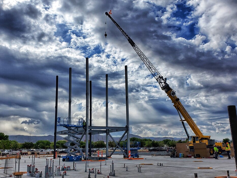 KIRTLAND AIR FORCE BASE, N.M. – Construction of the Defense Threat Reduction Agency’s new Administration Building is seen in this photo, May 24, 2022. Photo by Richard Banker.