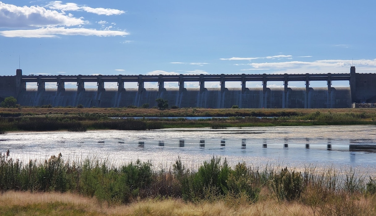 JOHN MARTIN DAM, Colo. – All of the dam’s tanner gates were opened after preventative maintenance, Sept. 27, 2022. Photo by Tina Fraker.