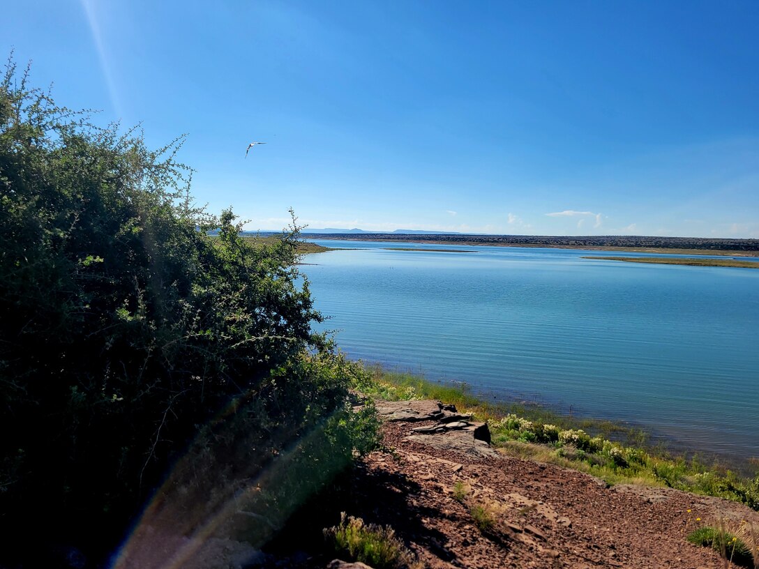 CONCHAS LAKE, N.M. – A gull flies over the tranquil lake following a busy Labor Day weekend, Sept. 6, 2022. Photo by Holly Garnett.