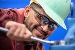 Employees are required to wear safety glasses when working in eye-hazard areas or performing hazardous operations, according to the PSNS & IMF Occupational Shipyard employees help 'clean up' Safety and Health Manual Chapter 8. (U.S. Navy photo by Scott Hansen)