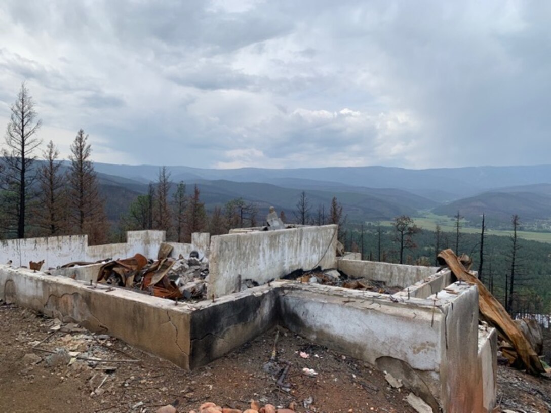 SAPELLO, N.M. – The remains of a house on Big Valley View Lane, Sept. 18, 2022. The house had a 360-degree view of Hermits Peak-Calf Canyon. Photo by Lucy Pillera.