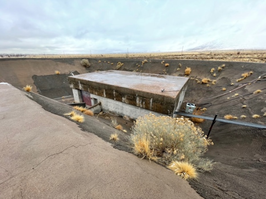 KIRTLAND AIR FORCE BASE, N.M. – A view of the Cobalt 60 Test Facility, looking down at the facility and to the northeast towards the Sandia Mountains, March 28, 2022. Photo by Greg Callister.